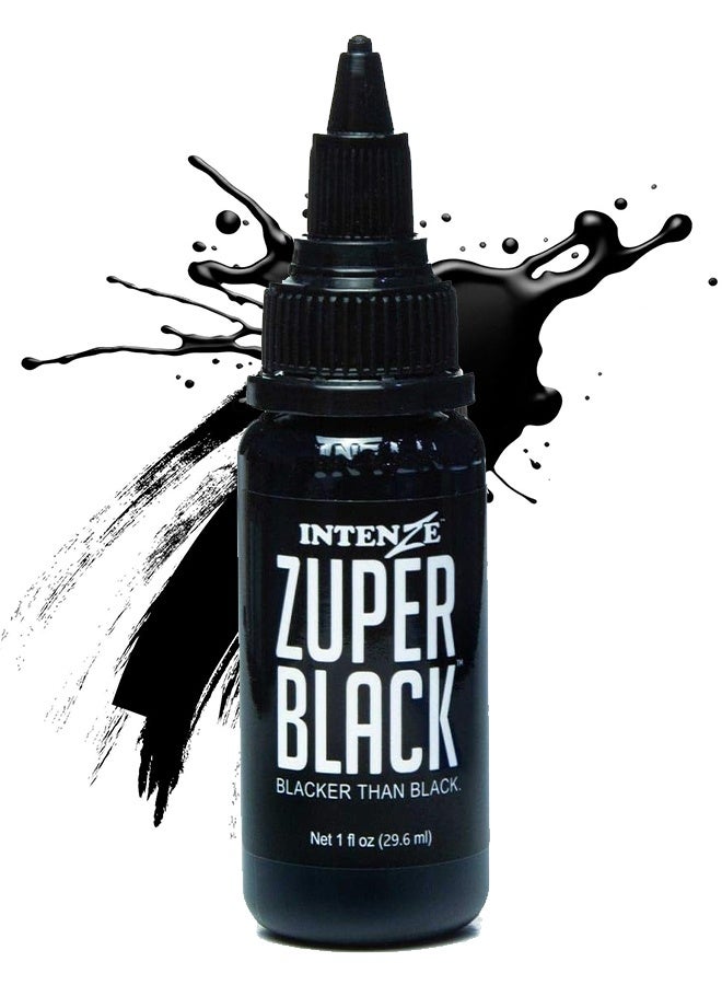 Intenze Tattoo Pigments, Professional Tattoo Inks, Skin Safe Permanent Tattoos, Vegan (Black 29.6ml) - Image 1